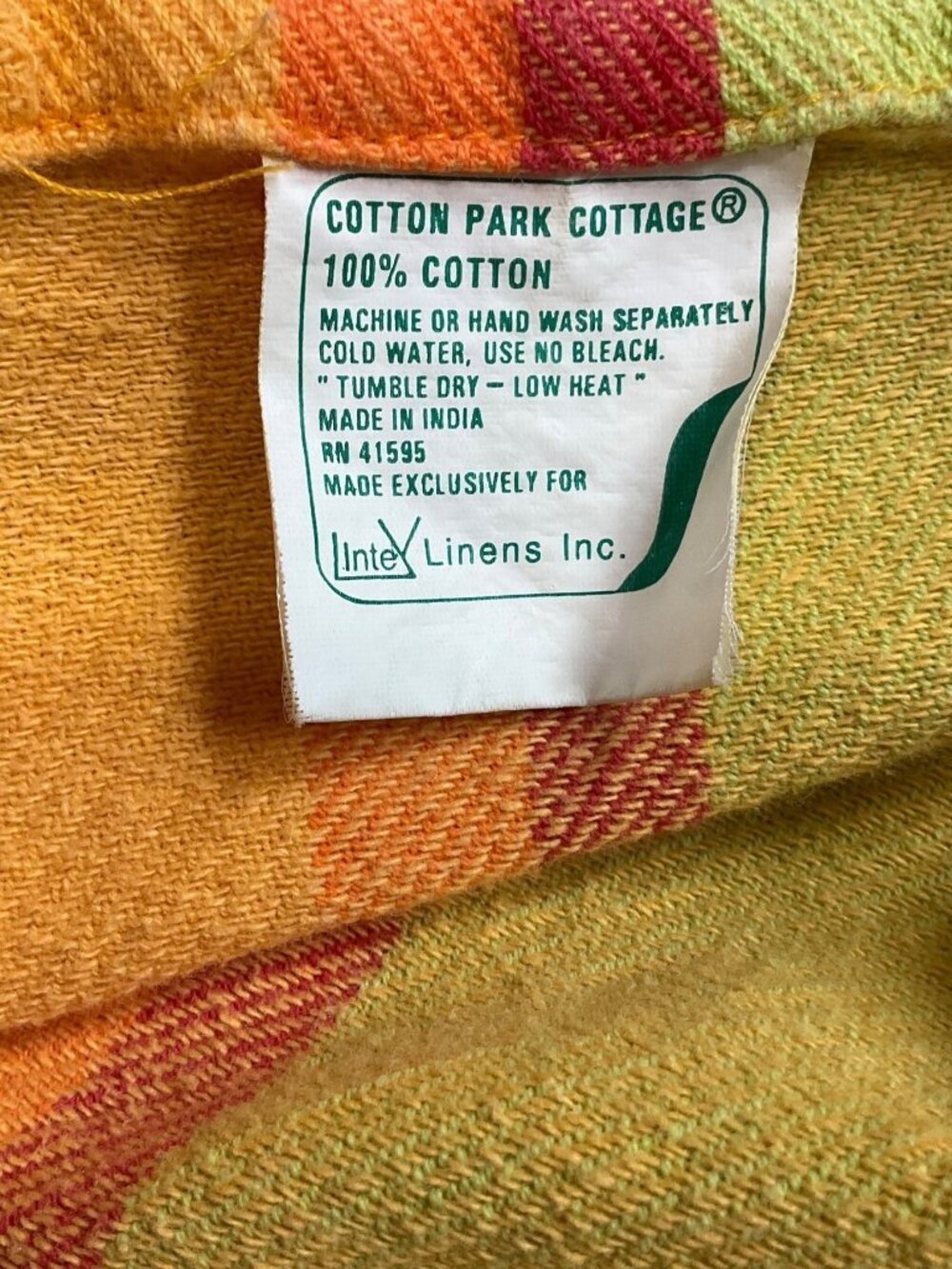 VTG MCM Cotton Park Cottage Striped Cotton Outdoor Round Tablecloth Umbrella Hol - Picture 3 of 13